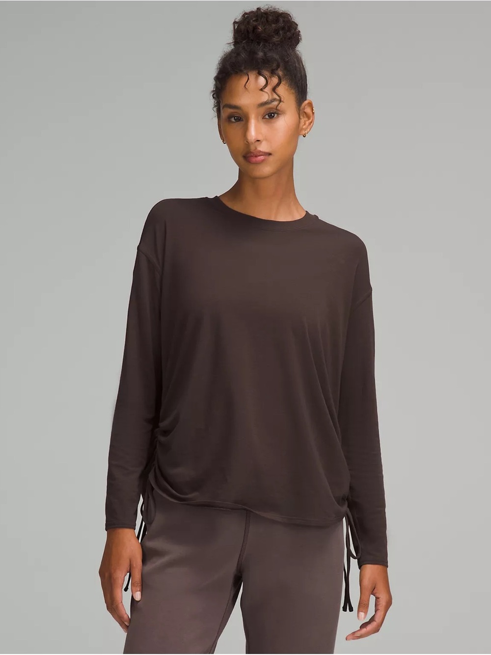 lululemon athletica Side-Tie Long Sleeve Top in Deep Brown